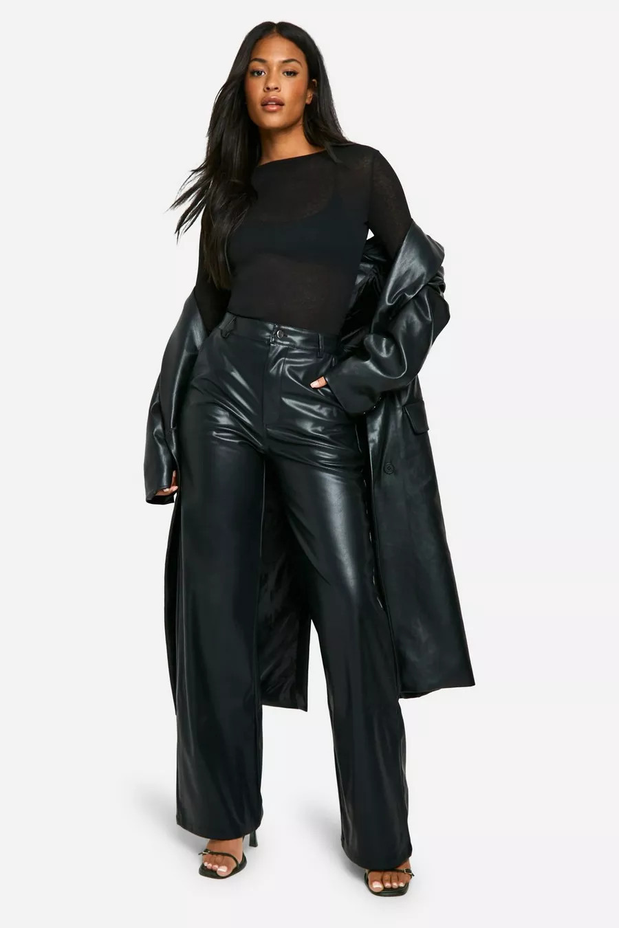 Tall Nepleren Wide Leg Broek | Boohoo.com (NL)
