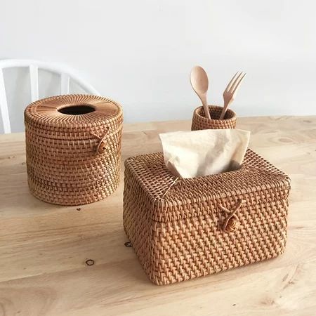 Grofry Tissue Box Eco-friendly Large Capacity Rattan Rectangular Facial Tissue Holder for Home 1 | Walmart (US)