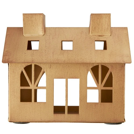 Small Metal Decorative House Christmas Tabletop Decoration, Bronze, 4.75", by My Texas House | Walmart (US)