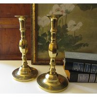 Vintage Brass Candlestick Holders, Mantel Decor, Gold Candleholders, Library Grandmillenial Decor | Etsy (US)