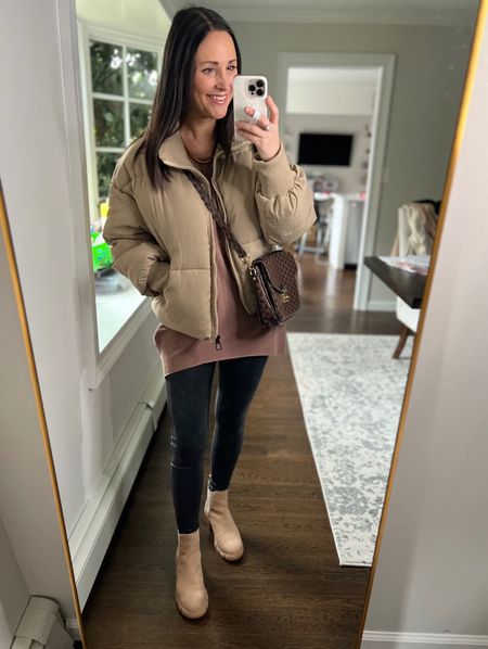 Casual winter outfit | Amazon fashion finds | faux leather leggings | leggings friendly outfits | easy style | puffer jacket | Chelsea boots 

Wearing a small in the sweater, small in jacket & medium in leggings. 

#LTKfindsunder50 #LTKstyletip #LTKsalealert