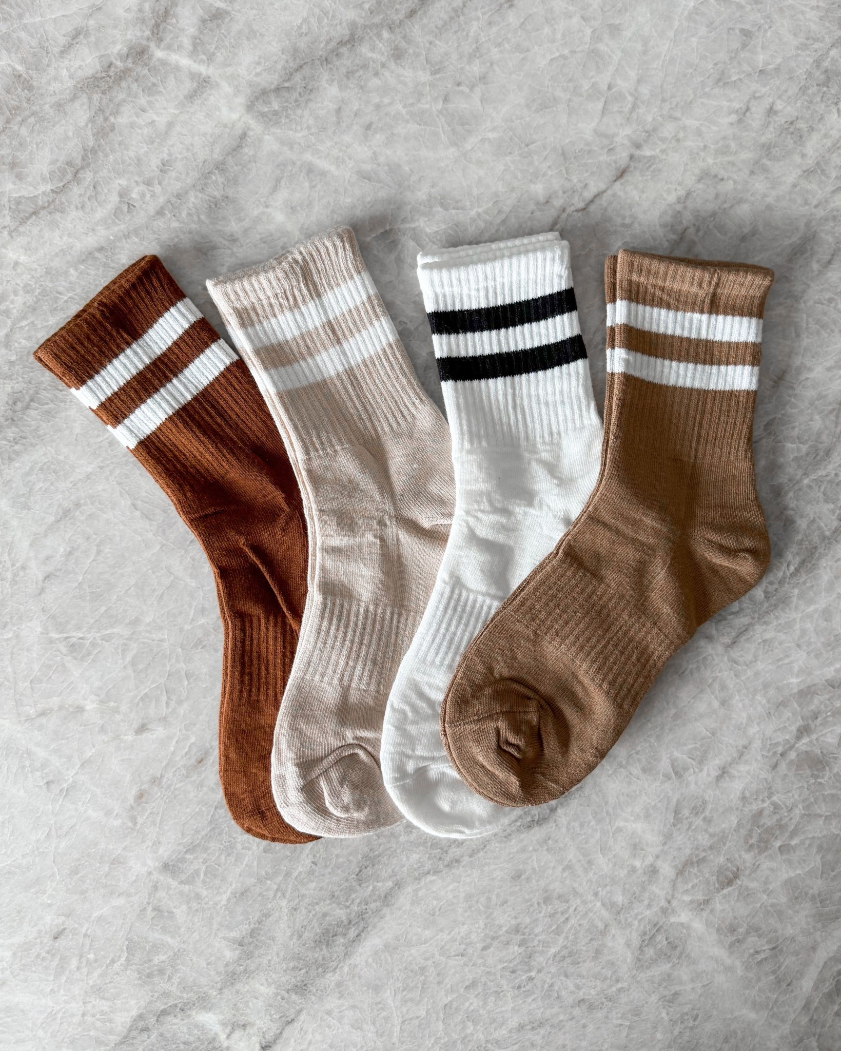 I think these socks are so cute and cozy for layering. You can throw them on with slippers or with sneakers and athletic wear. They’re a cuter alternative to ankle socks! 

Socks Athletic wear Striped socks Neutral socks Brown socks Loungewear Everyday basics everyday necessities OOTD Stang and co

#LTKValentine #LTKootd #LTKTall