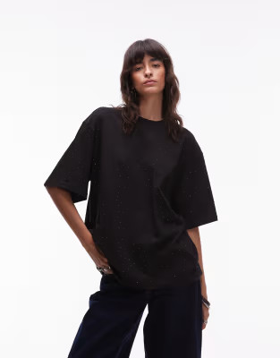 ASOS DESIGN studded oversized t-shirt in black | ASOS (Global)