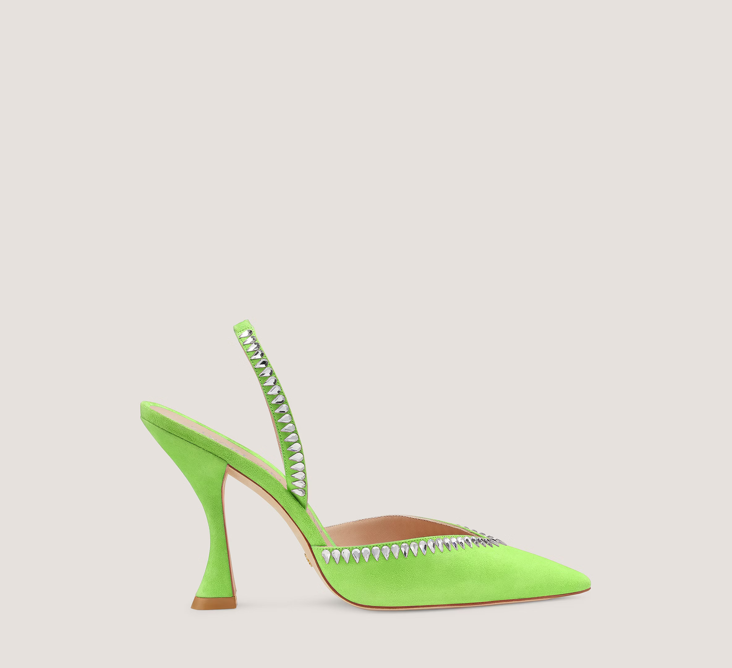 Stuart Weitzman Gemcut Xcurve 100 Slingback Pump Pumps & Heels, Neon Chartreuse Suede, Size: 7.5 Med | Stuart Weitzman (US)