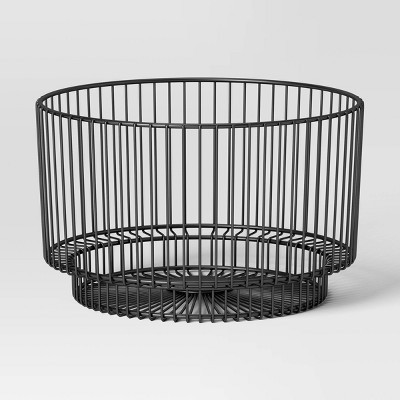 18" x 11" Metal Wire Basket with Black Finish - Threshold™: Modern Iron Storage, Round Shape | Target
