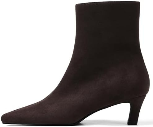 Mattiventon Fall Boots for Women Square Toe Kitten Heels Faux Suede Short Low Heel Dressy Ankle B... | Amazon (US)