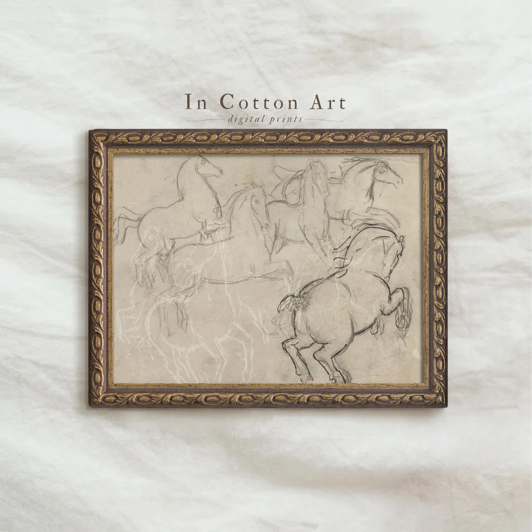 Vintage Horse Print / Rustic Farmhouse Sketch Art / Neutral Drawing Wall Art PRINTABLE Digital | ... | Etsy (US)