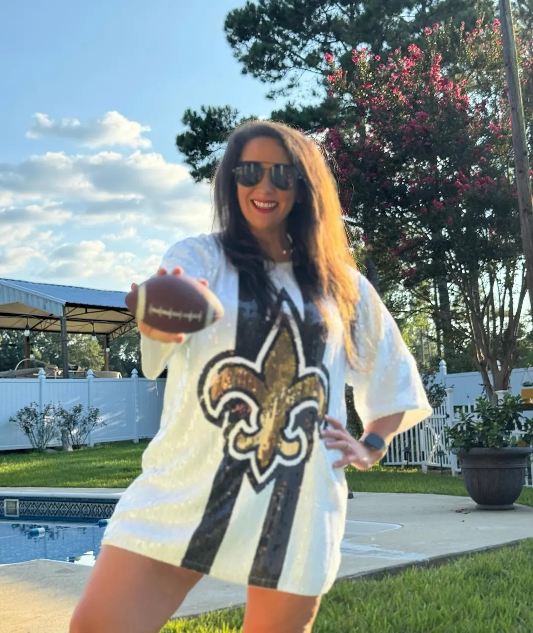 Sequin Dress, Fleur De Lis, White and Gold Sequin Jersey Dress, New Orleans Attire, Game Day, Foo... | Etsy (US)