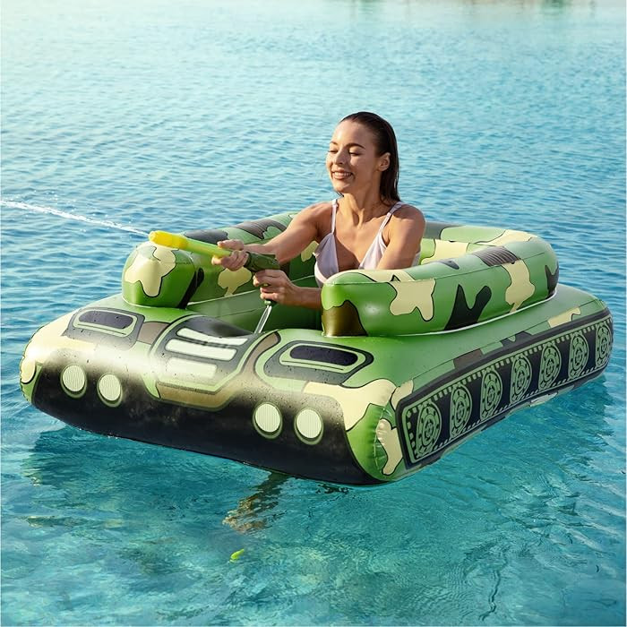 Jasonwell Inflatable Tank Swimming Pool Floaties with Water Cannon Gun Swim Floaty Rafts for Lake... | Amazon (US)