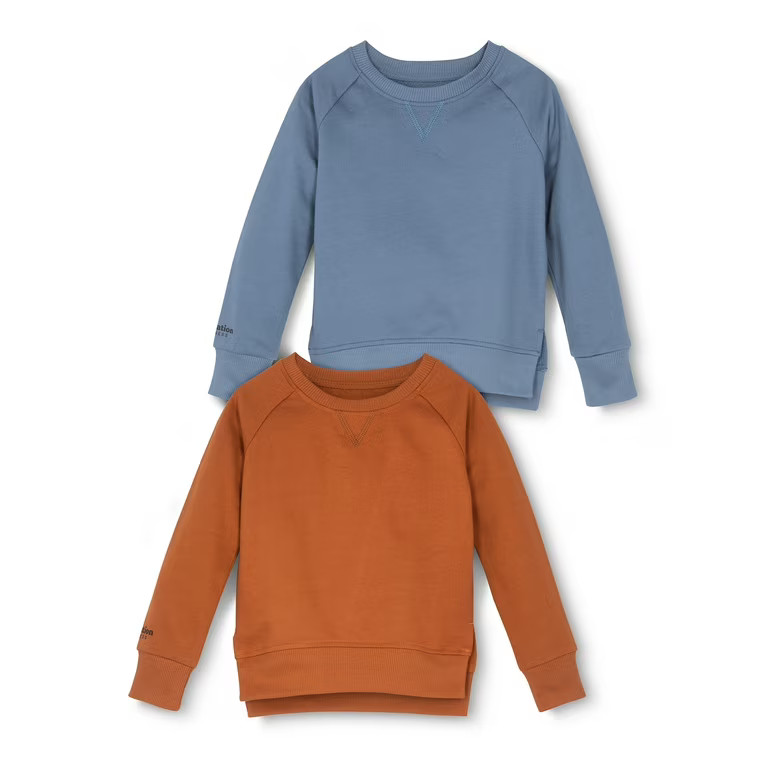 Little Star Organic Toddler Unisex 2Pk Long Sleeve Pull Over Sweatshirt, Size 12M-5T | Walmart (US)