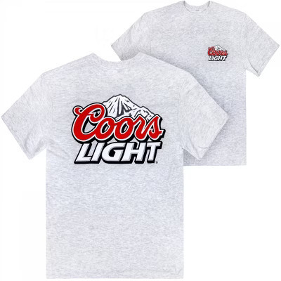 Mens Coors Light Mountain Logo Grey Front and Back Print T-Shirt - Small | Target