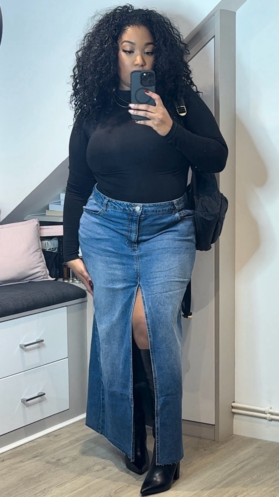 Casual outfits are always my go to 🖤

Black turtle neck, denim skirt, long denim skirt, boots, wide calf friendly boots, Amazon fashion, 

#LTKplussize #LTKSeasonal #LTKmidsize