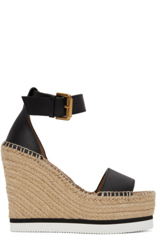 Black Glyn Espadrille Heeled Sandals | SSENSE