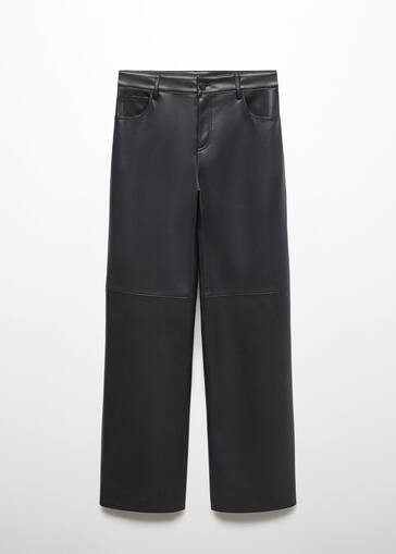 Leather effect high waist pant -  Women | Mango USA | MANGO (US)