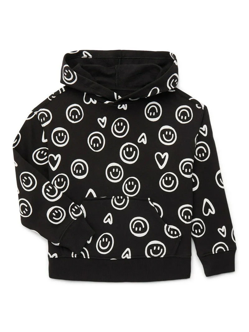 Wonder Nation Girls Long Sleeve Fleece Graphic Hoodie, Sizes 4-18 & Plus | Walmart (US)