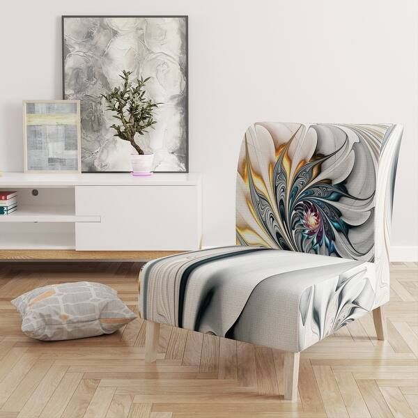 Designart 'White Stained Glass Floral' Upholstered Floral Accent Chair - Overstock - 30360510 | Bed Bath & Beyond