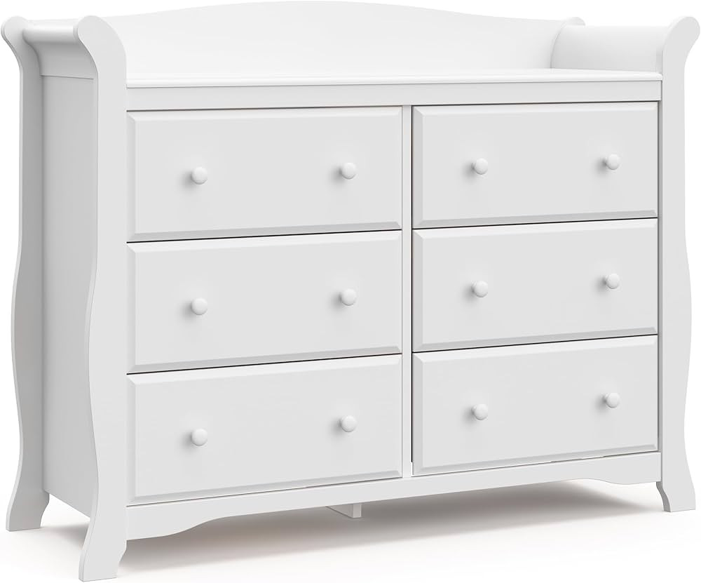 Storkcraft Avalon 6 Drawer Double Dresser (White) – Dresser for Kids Bedroom, Nursery Dresser O... | Amazon (US)