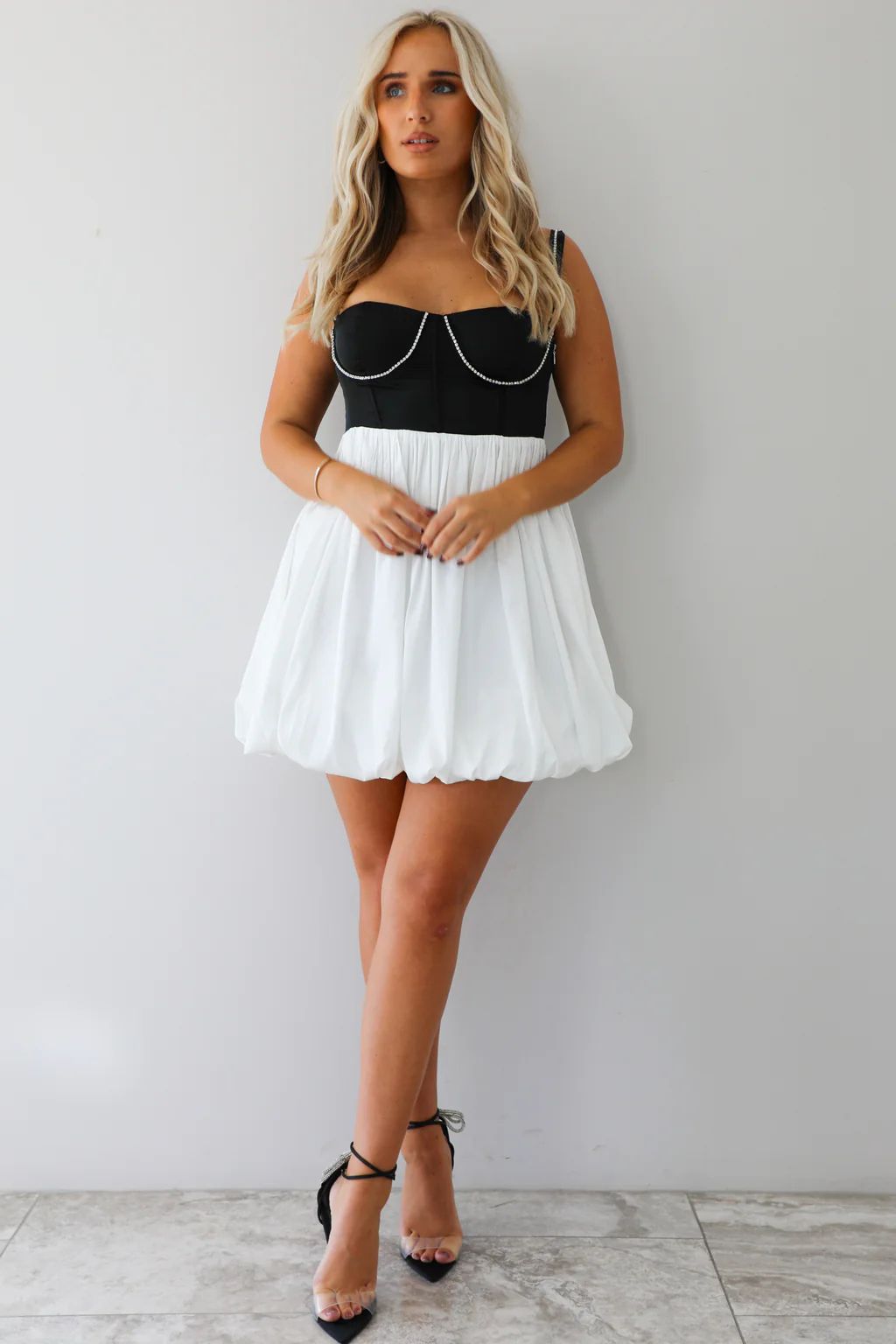 Want To Party Mini Dress: Black/White | Shophopes