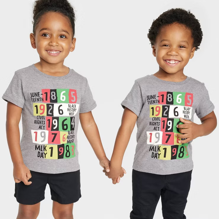 Black History Month Toddler Dates Short Sleeve T-Shirt - Gray | Target