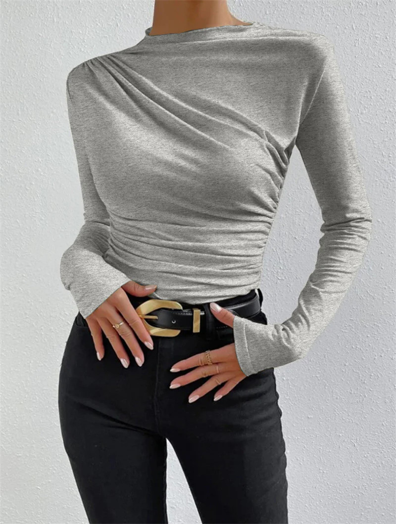 Ruching Long Sleeve Shirt | Commense