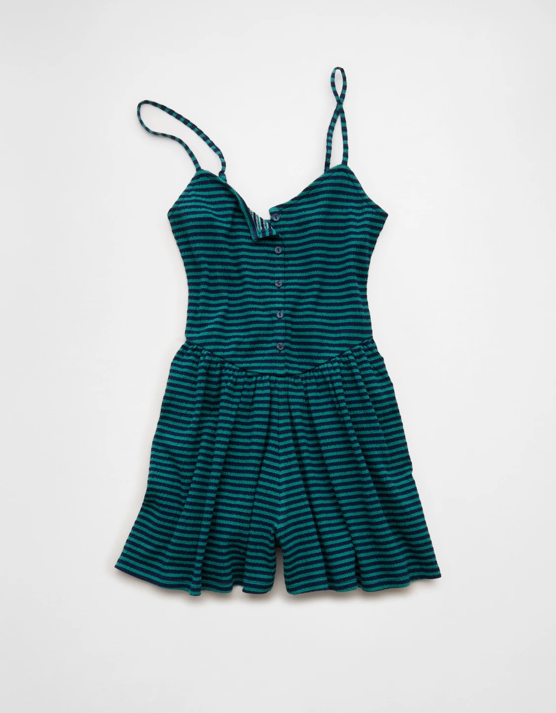 AE Button-Up Textured Knit Romper | American Eagle Outfitters (US & CA)