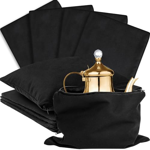 Sanwuta 8 Pcs Zippered Silver Storage Bags Anti Tarnish Silver Pouches Keeper Jewelry Storage Protector Bags(9 x 12 Inch,Black) | Amazon (US)