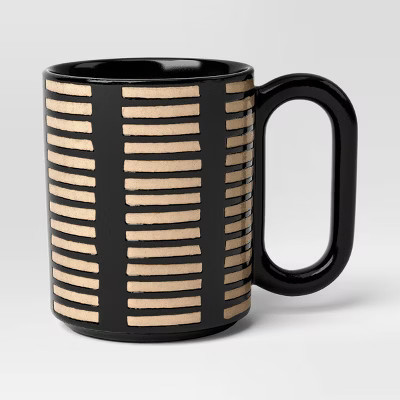 16oz Stoneware Broken Blinds Print Mug Black - Room Essentials™ | Target
