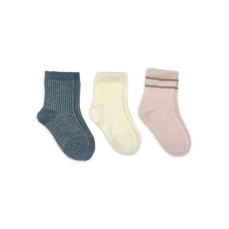 Wonder Nation Baby and Toddler Girl Crew Socks, 3-Pack, Sizes 18M-5T | Walmart (US)
