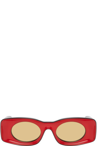 Red & Black Paula's Ibiza Square Sunglasses | SSENSE