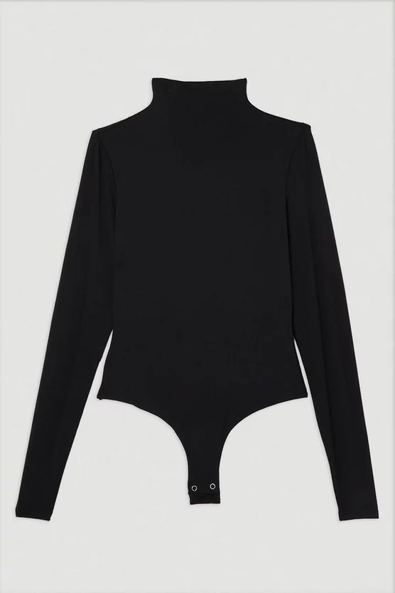 Contour Jersey High Neck Long Sleeve Bodysuit | Karen Millen | Karen Millen UK + IE + DE + NL