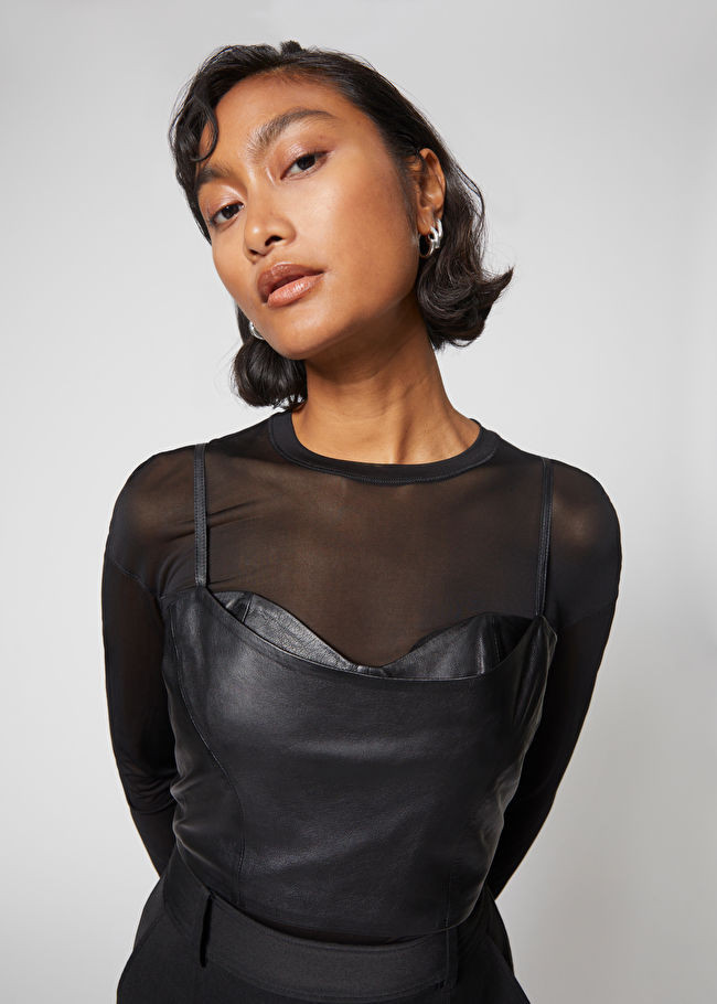 Fitted Leather Bustier Top | & Other Stories US