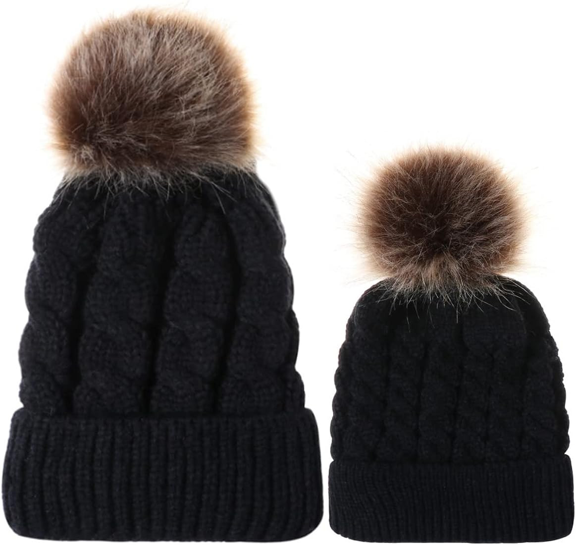 Amazon.com: 2PCS Parent-Child Hat,Mother & Daughter/Son Winter Warm Knit Hat Family Crochet Beani... | Amazon (US)