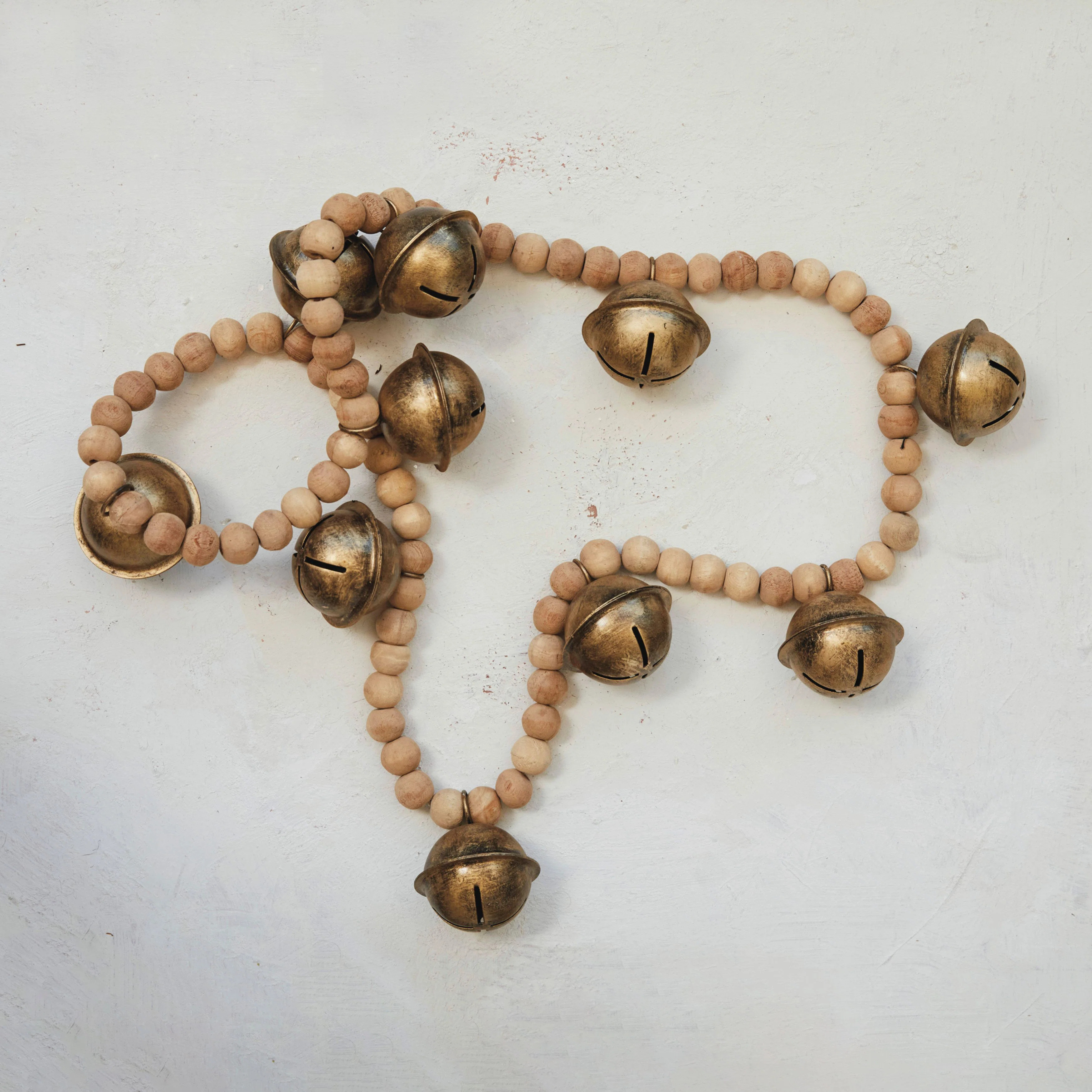 Wood Bead And Metal Bell Garland | Wayfair North America
