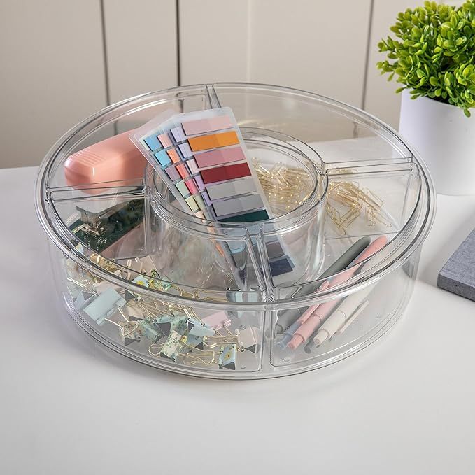 Martha Stewart Brody Divided Lazy Susan Organizer with 5 Removable Bins, Plastic 360° Rotating D... | Amazon (US)