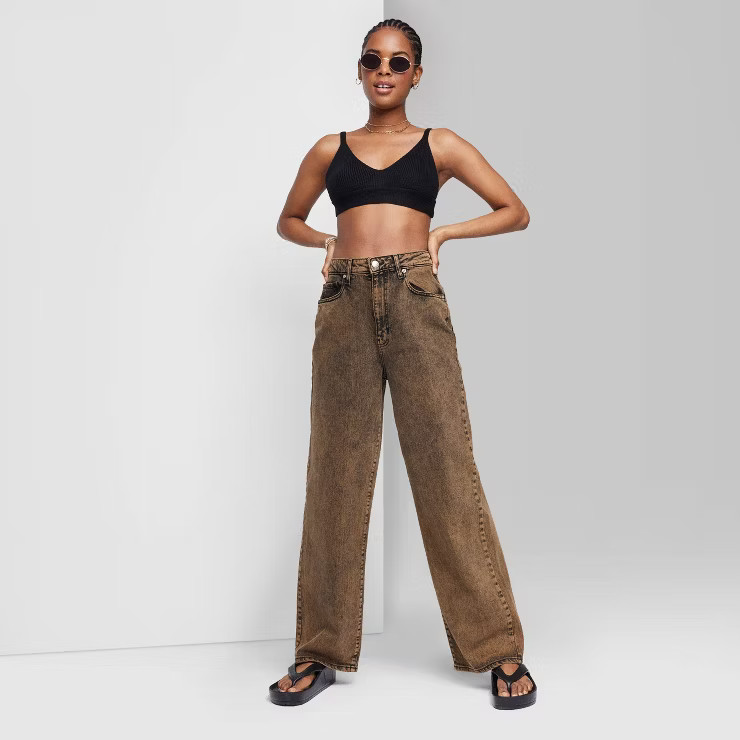 Women's Super-High Rise Baggy Jeans - Wild Fable™ Brown Overdye | Target