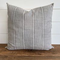 Jaxon Striped Pillow Cover- Gray - Grey Striped Pillow Grey Lumbar Extra Long | Etsy (US)