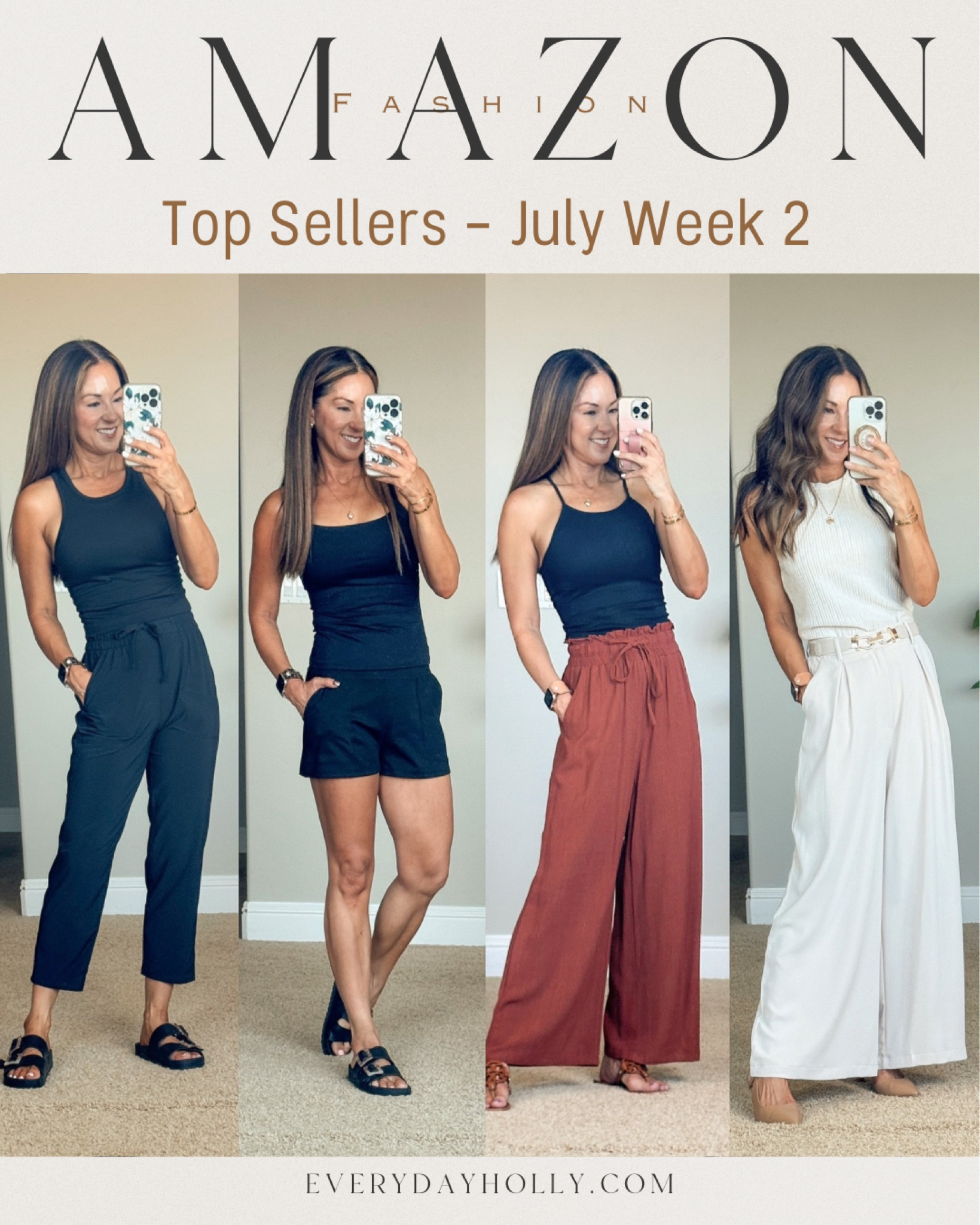 Last weeks Top 5 Amazon favorites in summer fashion. Lightweight quickdry capri pants XS, Ribbed tank with built in bra XS, Activewear tummy control smooth high waistband shorts in size XS in black, slim fit cropped tank with adjustable straps in black small, , cropped linen pants small in rust, 4 pack stretchy belts, easy summer outfits, best sellers over 40 50 fashion, Everyday Holly


#LTKFindsUnder50 #LTKStyleTip #LTKSaleAlert