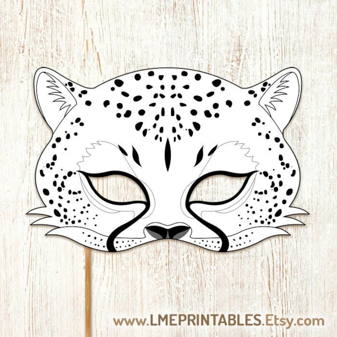 Cheetah Coloring Mask Printable Halloween Animal Costume Masks Leopard Kid Wild Big Cat Jungle An... | Etsy (US)