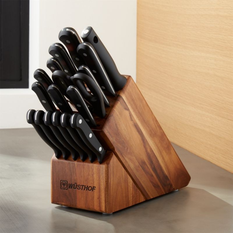 Wüsthof ® Gourmet 18-Piece Acacia Knife Block Set | Crate & Barrel