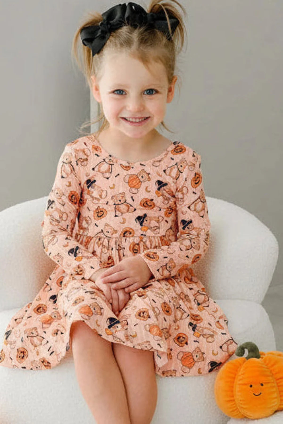 Halloween Long Sleeve Twirl Dress | Beary Scary | Caden Lane