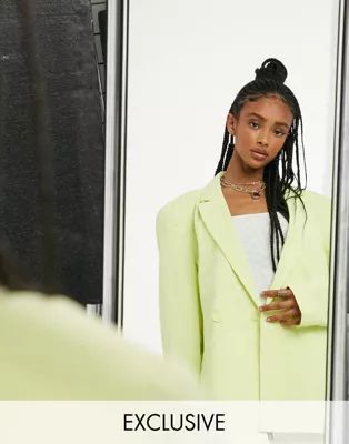 COLLUSION Unisex oversized blazer in pastel lime | ASOS (Global)