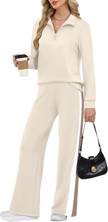 WIHOLL Women 2 Piece Outfits Airport Travel Vacation Sweatsuits Wide Leg Pants Lounge Set 2026 Fa... | Amazon (US)
