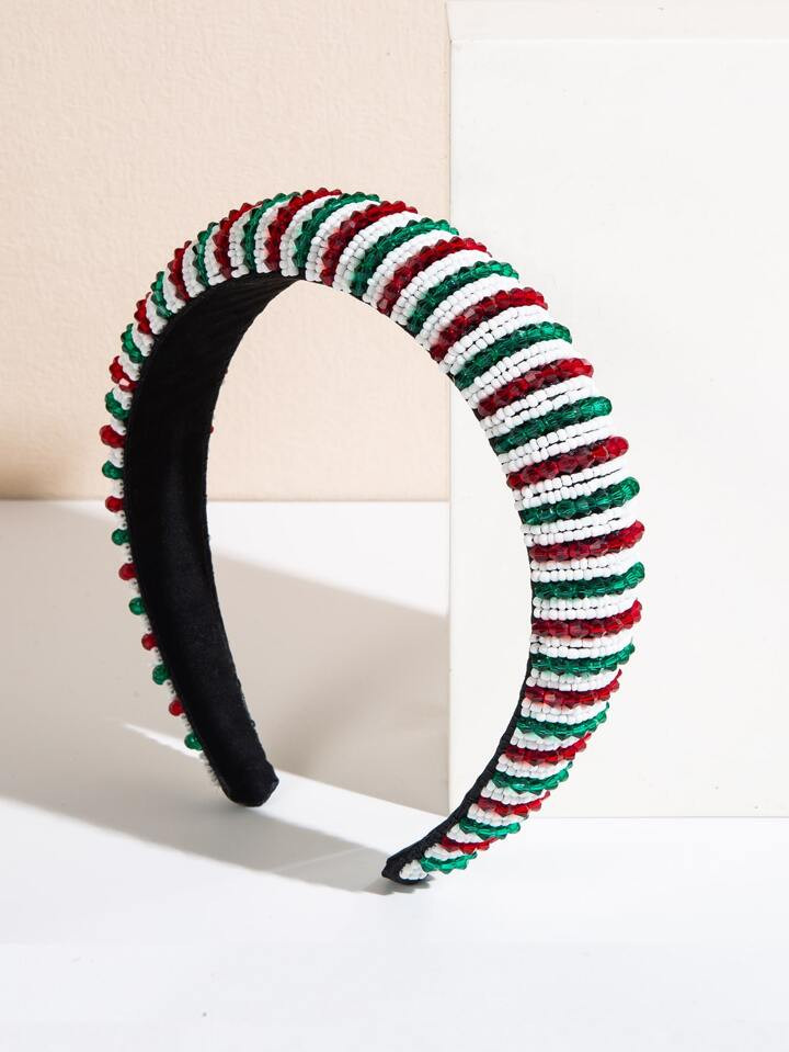1pc Red-green-white Beaded Korean Style Hairband | SHEIN