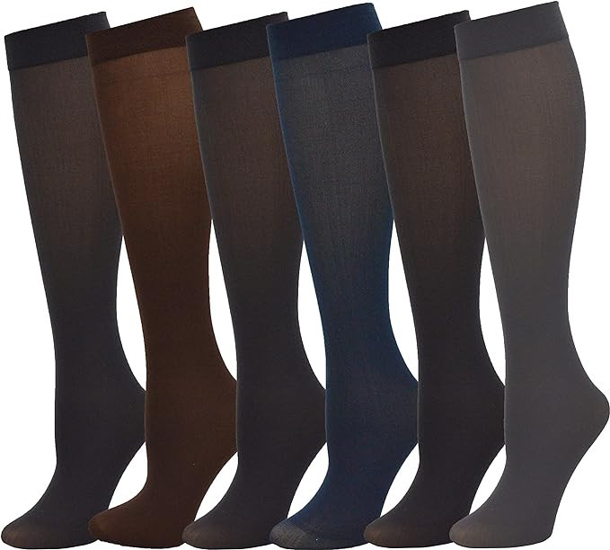 Winterlace Queen Size Trouser Socks for Women, 6 Pairs Plus Stretchy Opaque Knee High Bulk Dress ... | Amazon (US)