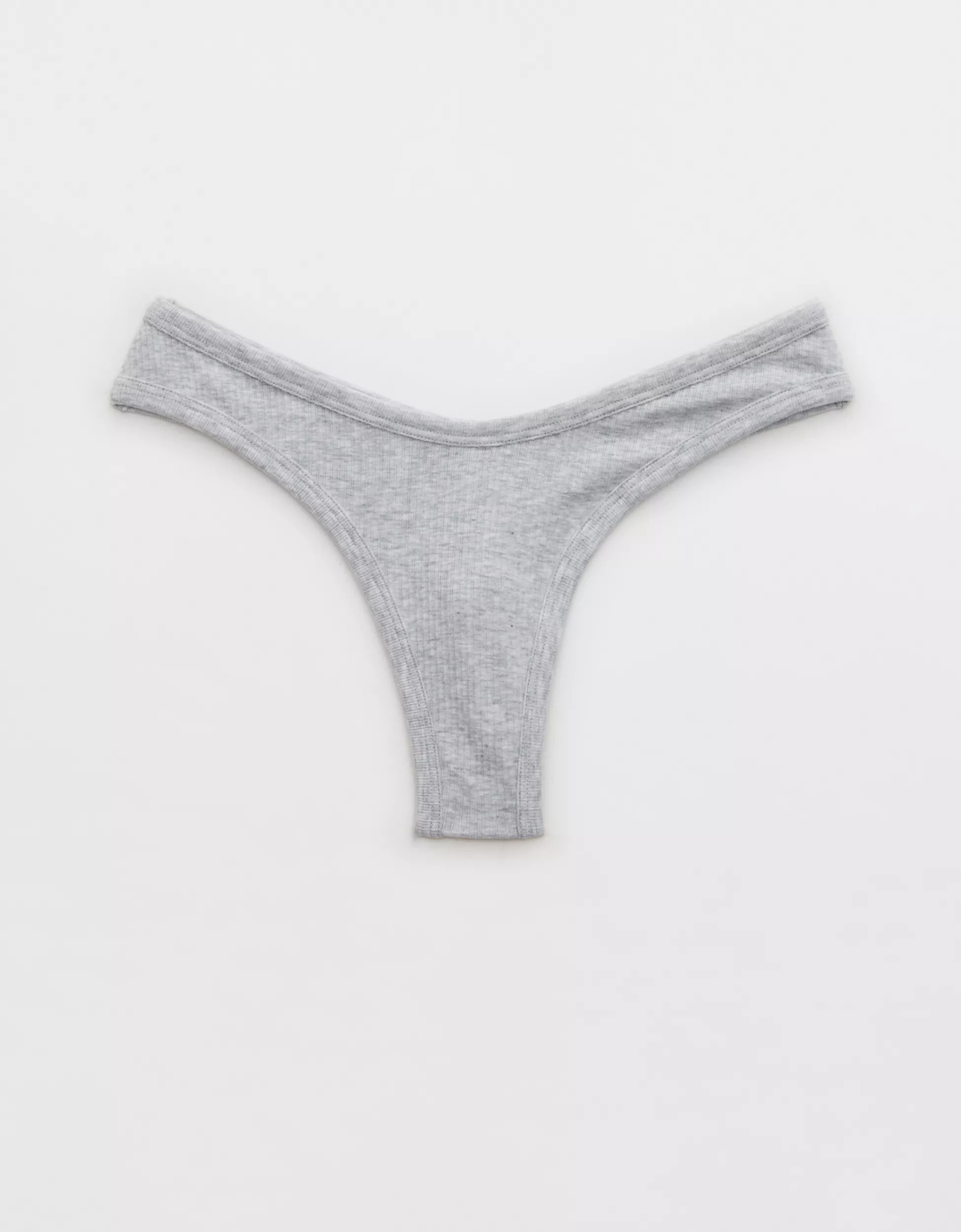 Aerie Ribbed Cotton High Cut Thong Underwear | Aerie