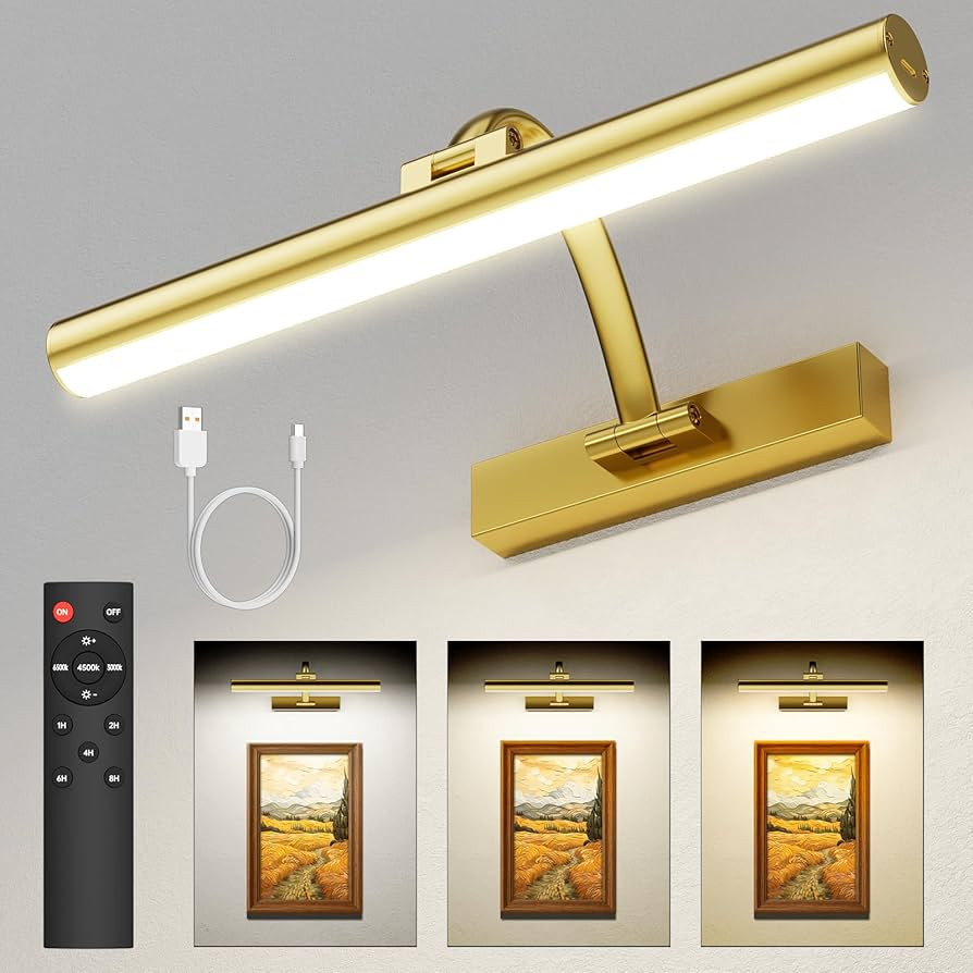 Picture Lights for Wall Rechargeable, 5200mAh Battery Operated Poster Light with Remote & Timer, ... | Amazon (US)