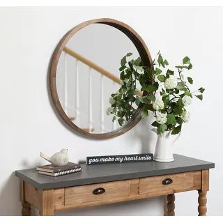 Hutton Round Decorative Wood-framed Wall Mirror | Bed Bath & Beyond