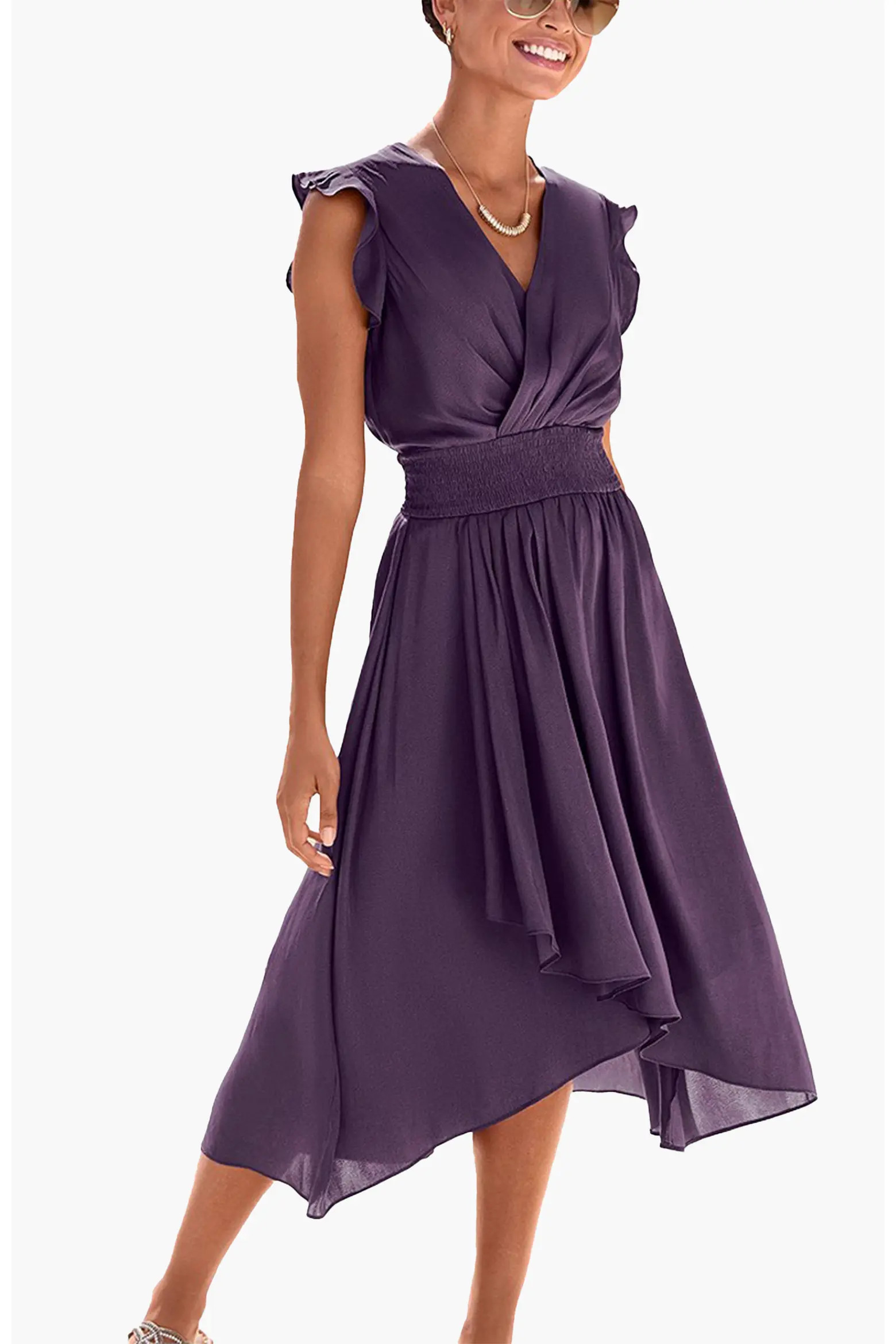 LASCANA Ruffle Satin Dress (Women) | Nordstrom | Nordstrom