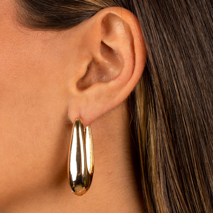 Thin Teardrop Shape Huggie Earring | Adina Eden