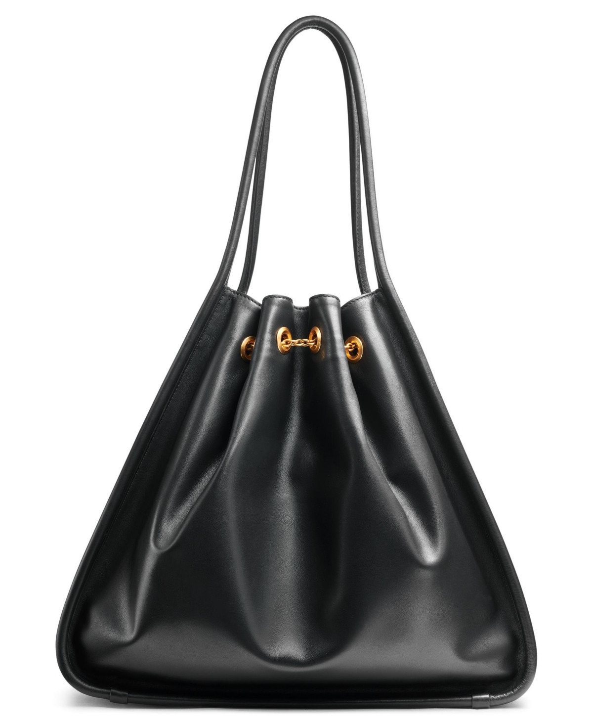 Donna Karan New York Plainview Chain Drawstring Tote Bag - Black/Gold | Macy's